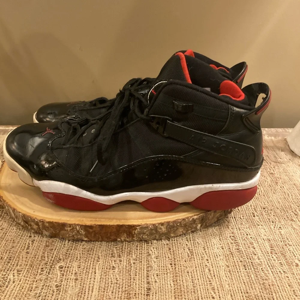 Nike Jordan 6 Rings‎ Black Varsity Red Size 12 rare 322992-062 Basketball Shoe